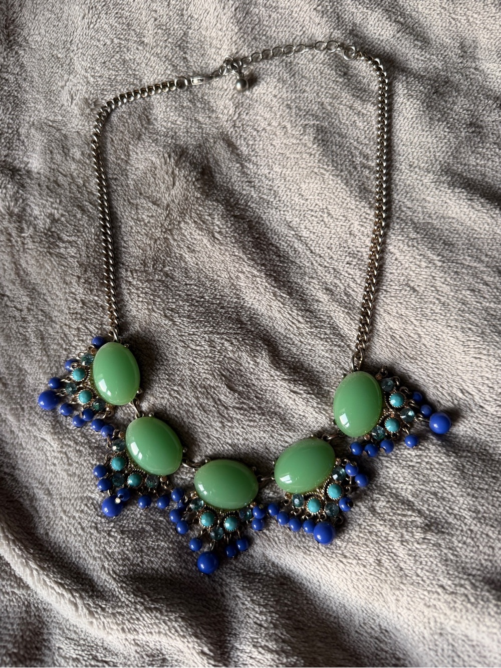 Statement Green and Blue Bib Necklace - Women Jewelry